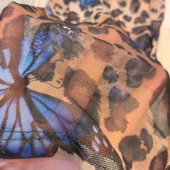 Fashion Nova women's XL sheer mesh material leopard print butterfly print pants - Picture 2 of 8